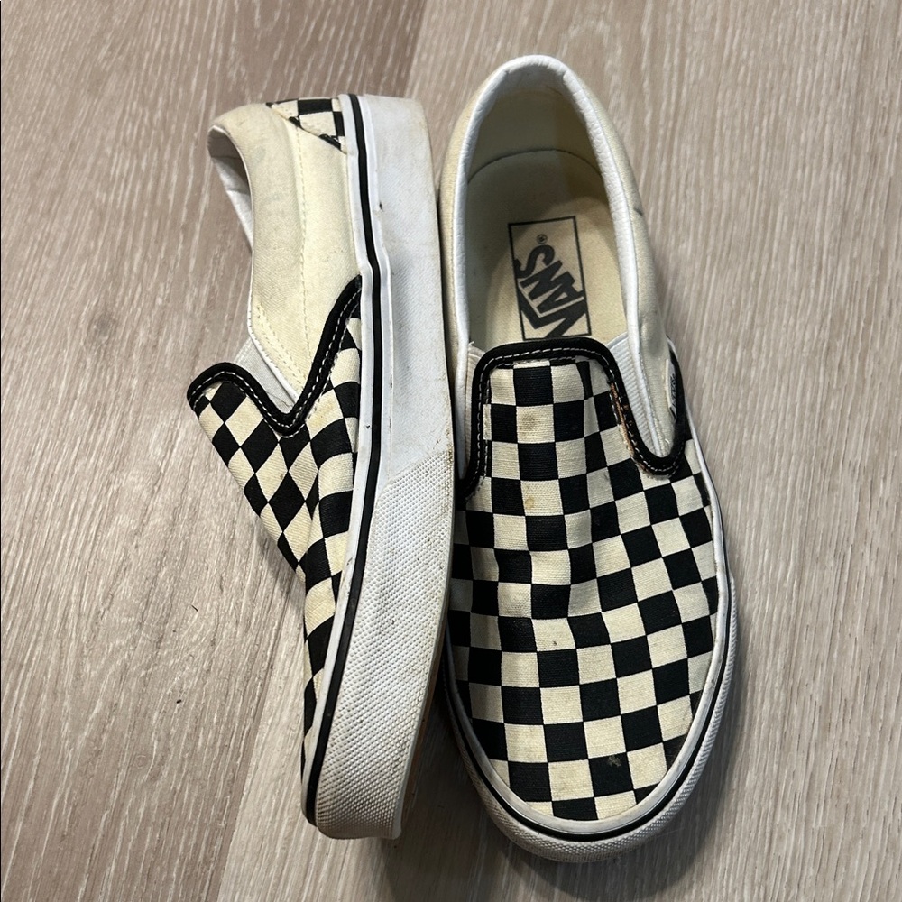 Vans Classic Checkerboard Slip On Black and Off White Unisex Sz 9 - Picture 5 of 5